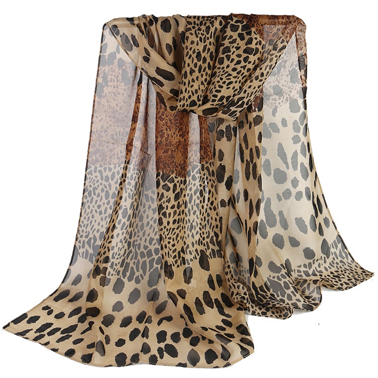 sciarpa in chiffon di seta stampata di leopardo